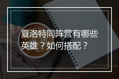 夏洛特同阵营有哪些英雄？如何搭配？