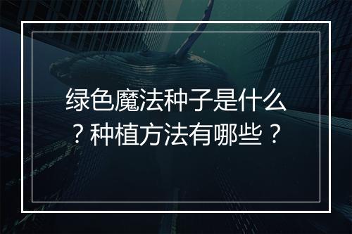 绿色魔法种子是什么？种植方法有哪些？