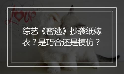 综艺《密逃》抄袭纸嫁衣？是巧合还是模仿？