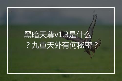 黑暗天尊v1.3是什么？九重天外有何秘密？