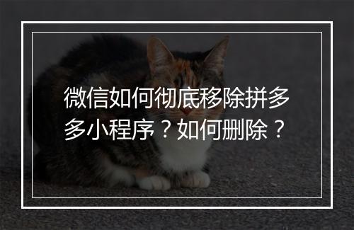 微信如何彻底移除拼多多小程序？如何删除？