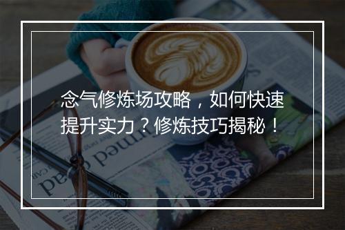 念气修炼场攻略，如何快速提升实力？修炼技巧揭秘！