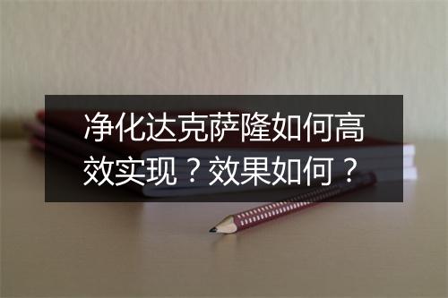 净化达克萨隆如何高效实现？效果如何？