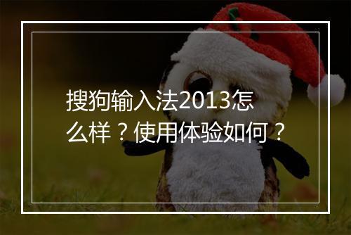 搜狗输入法2013怎么样？使用体验如何？