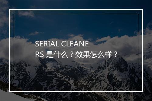 SERIAL CLEANERS 是什么？效果怎么样？