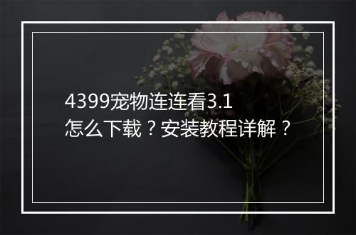 4399宠物连连看3.1怎么下载？安装教程详解？