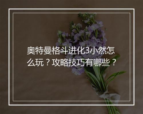 奥特曼格斗进化3小然怎么玩？攻略技巧有哪些？