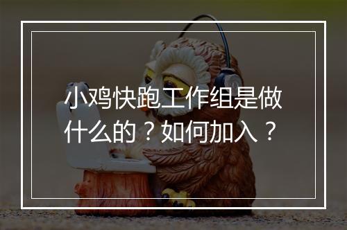 小鸡快跑工作组是做什么的？如何加入？