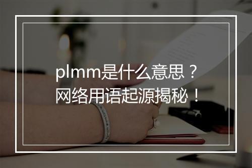 plmm是什么意思？网络用语起源揭秘！