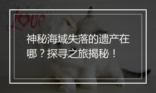 神秘海域失落的遗产在哪？探寻之旅揭秘！