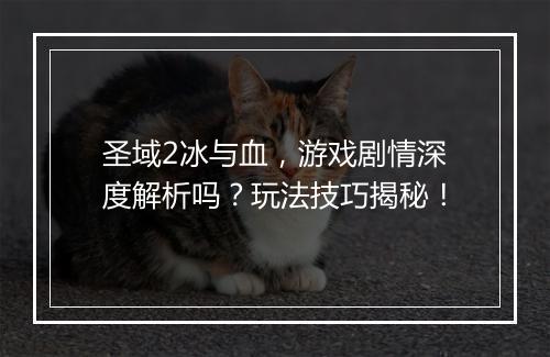 圣域2冰与血，游戏剧情深度解析吗？玩法技巧揭秘！