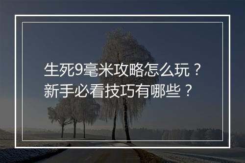 生死9毫米攻略怎么玩？新手必看技巧有哪些？
