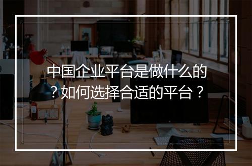 中国企业平台是做什么的？如何选择合适的平台？