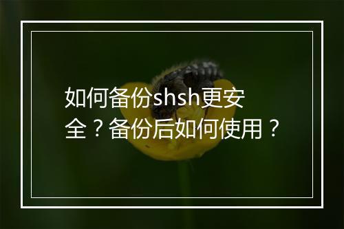 如何备份shsh更安全？备份后如何使用？