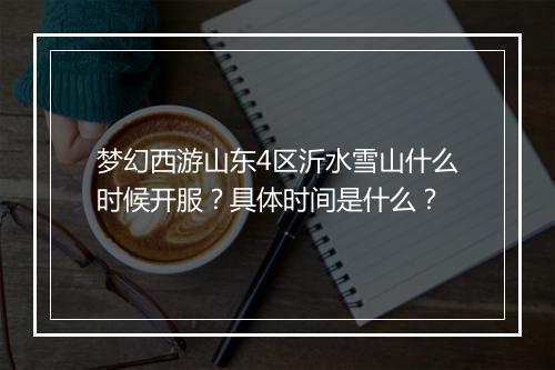 梦幻西游山东4区沂水雪山什么时候开服？具体时间是什么？