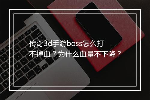 传奇3d手游boss怎么打不掉血？为什么血量不下降？