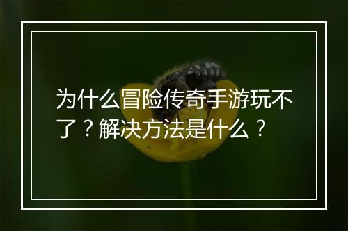 为什么冒险传奇手游玩不了？解决方法是什么？