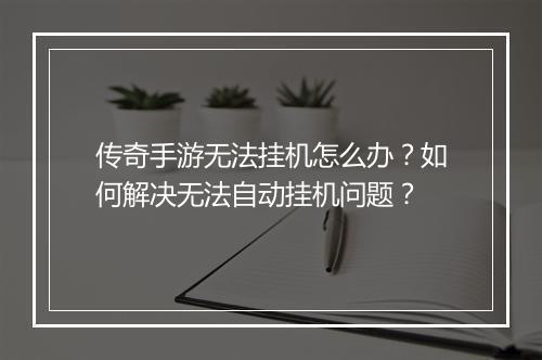 传奇手游无法挂机怎么办？如何解决无法自动挂机问题？