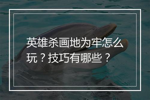 英雄杀画地为牢怎么玩？技巧有哪些？