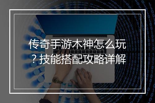 传奇手游木神怎么玩？技能搭配攻略详解