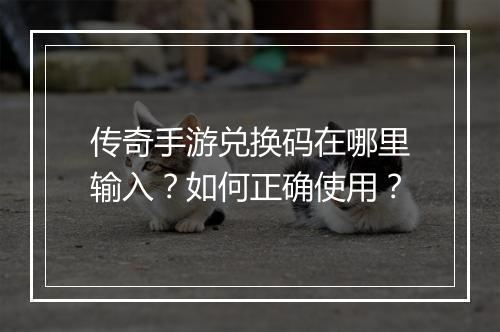 传奇手游兑换码在哪里输入？如何正确使用？