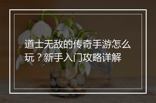 道士无敌的传奇手游怎么玩？新手入门攻略详解