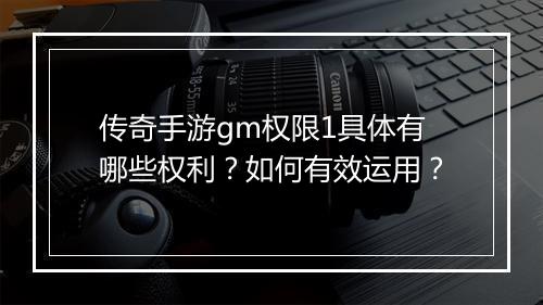 传奇手游gm权限1具体有哪些权利？如何有效运用？