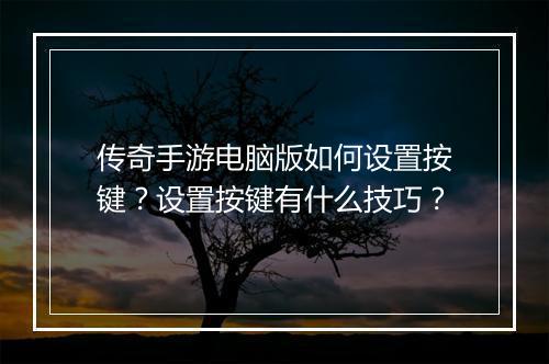 传奇手游电脑版如何设置按键？设置按键有什么技巧？