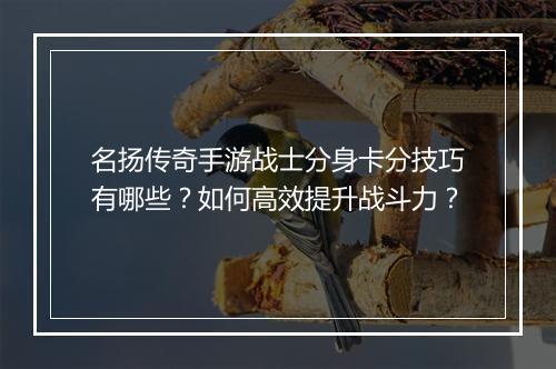 名扬传奇手游战士分身卡分技巧有哪些？如何高效提升战斗力？