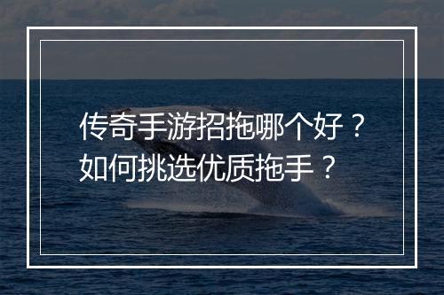 传奇手游招拖哪个好？如何挑选优质拖手？