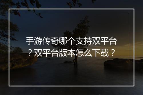 手游传奇哪个支持双平台？双平台版本怎么下载？