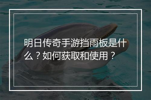 明日传奇手游挡雨板是什么？如何获取和使用？