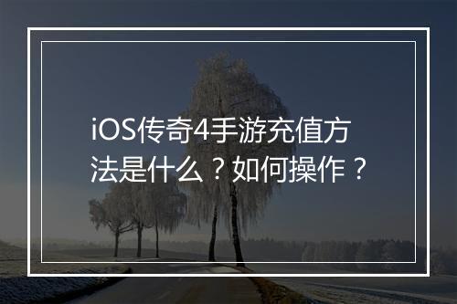 iOS传奇4手游充值方法是什么？如何操作？