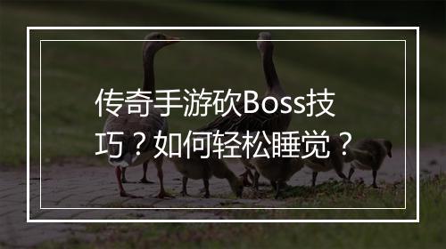 传奇手游砍Boss技巧？如何轻松睡觉？