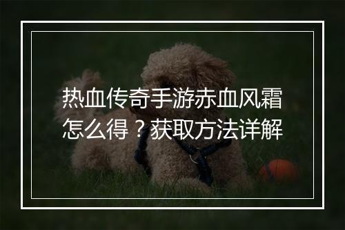 热血传奇手游赤血风霜怎么得？获取方法详解