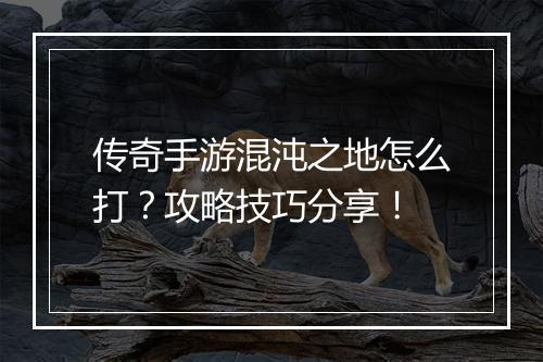 传奇手游混沌之地怎么打？攻略技巧分享！