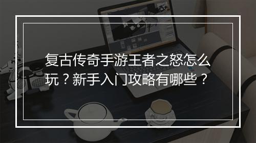 复古传奇手游王者之怒怎么玩？新手入门攻略有哪些？