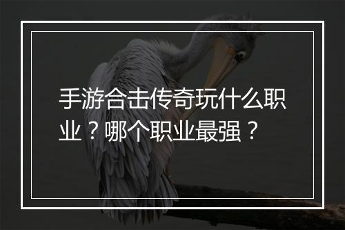 手游合击传奇玩什么职业？哪个职业最强？