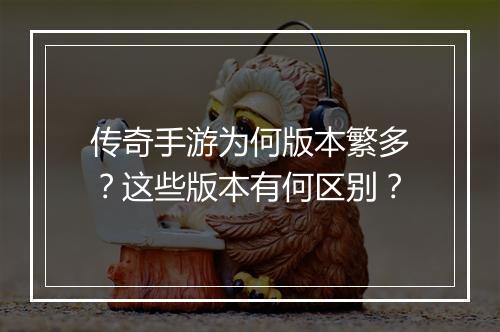 传奇手游为何版本繁多？这些版本有何区别？