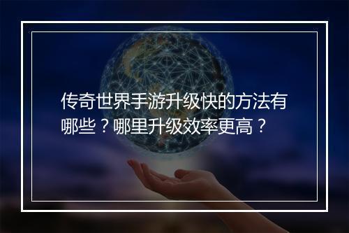传奇世界手游升级快的方法有哪些？哪里升级效率更高？