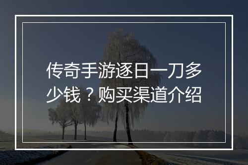 传奇手游逐日一刀多少钱？购买渠道介绍