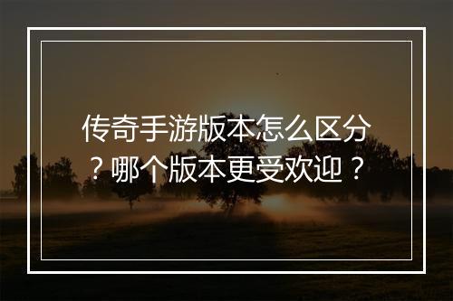 传奇手游版本怎么区分？哪个版本更受欢迎？