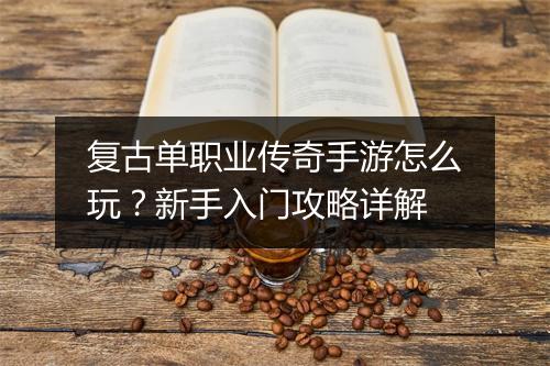 复古单职业传奇手游怎么玩？新手入门攻略详解