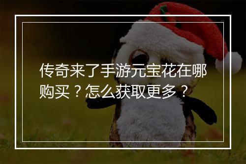 传奇来了手游元宝花在哪购买？怎么获取更多？