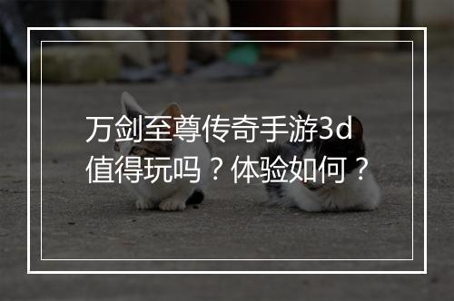万剑至尊传奇手游3d值得玩吗？体验如何？