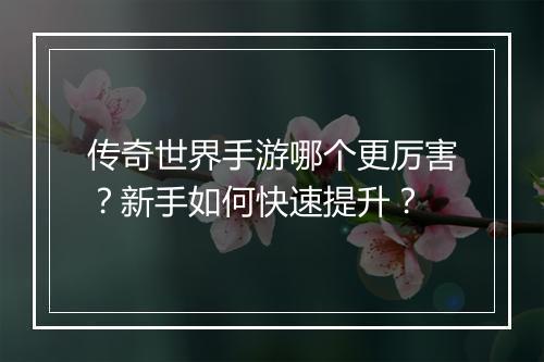 传奇世界手游哪个更厉害？新手如何快速提升？