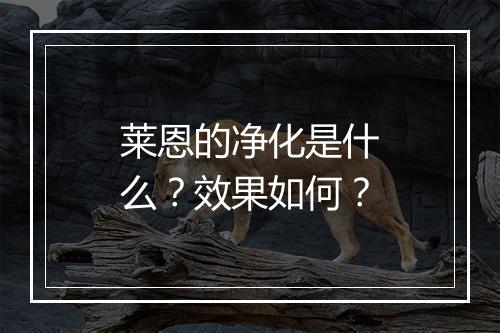 莱恩的净化是什么？效果如何？