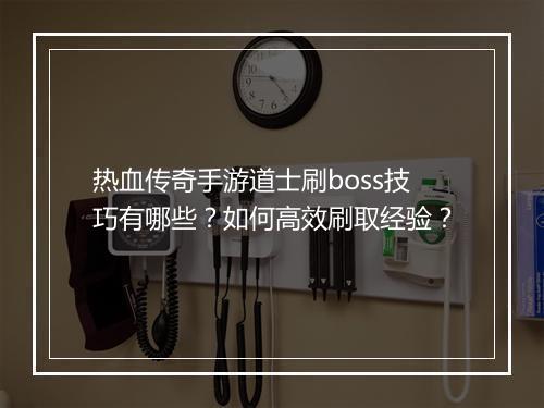 热血传奇手游道士刷boss技巧有哪些？如何高效刷取经验？
