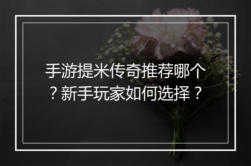 手游提米传奇推荐哪个？新手玩家如何选择？