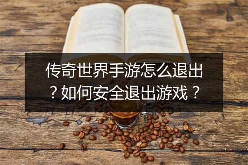 传奇世界手游怎么退出？如何安全退出游戏？